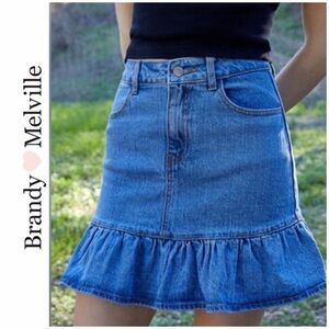 Brandy Melville Y2K ruffled denim mini skirt by J. Galt, size S